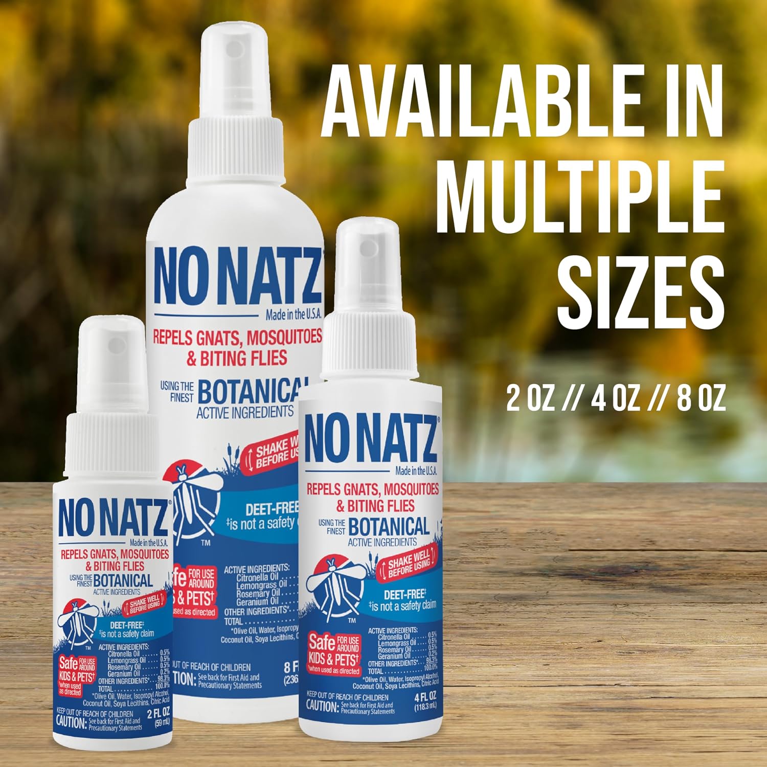 No Natz Botanical Insect Repellent, DEET-Free, Made with Natural Essential Oils, Non-Greasy Formula, Made in the USA, Fresh Scent