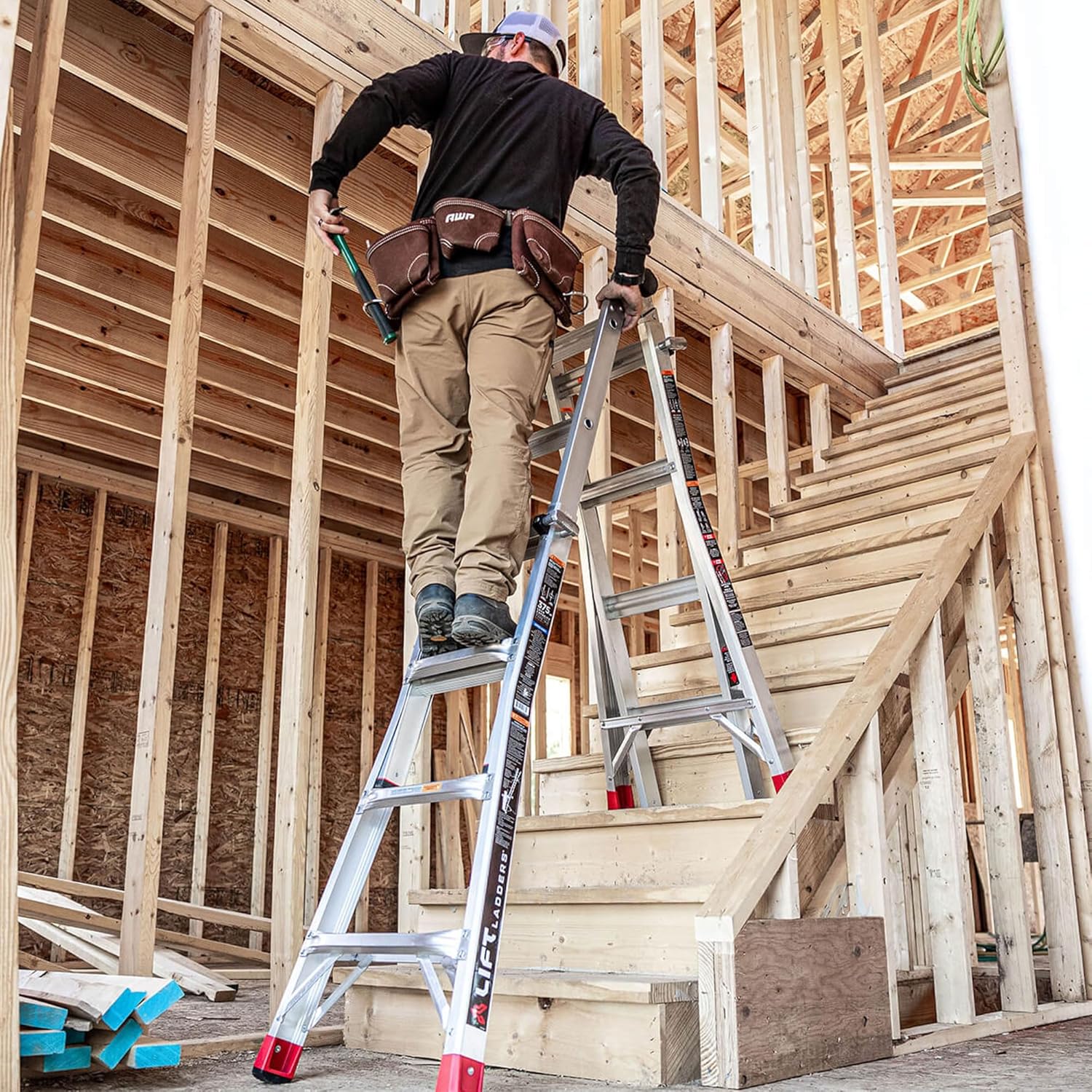 Lift Ladders 18-Ft Multi-Position Aluminum Ladder, 5-in-1, 300 lb. Capacity