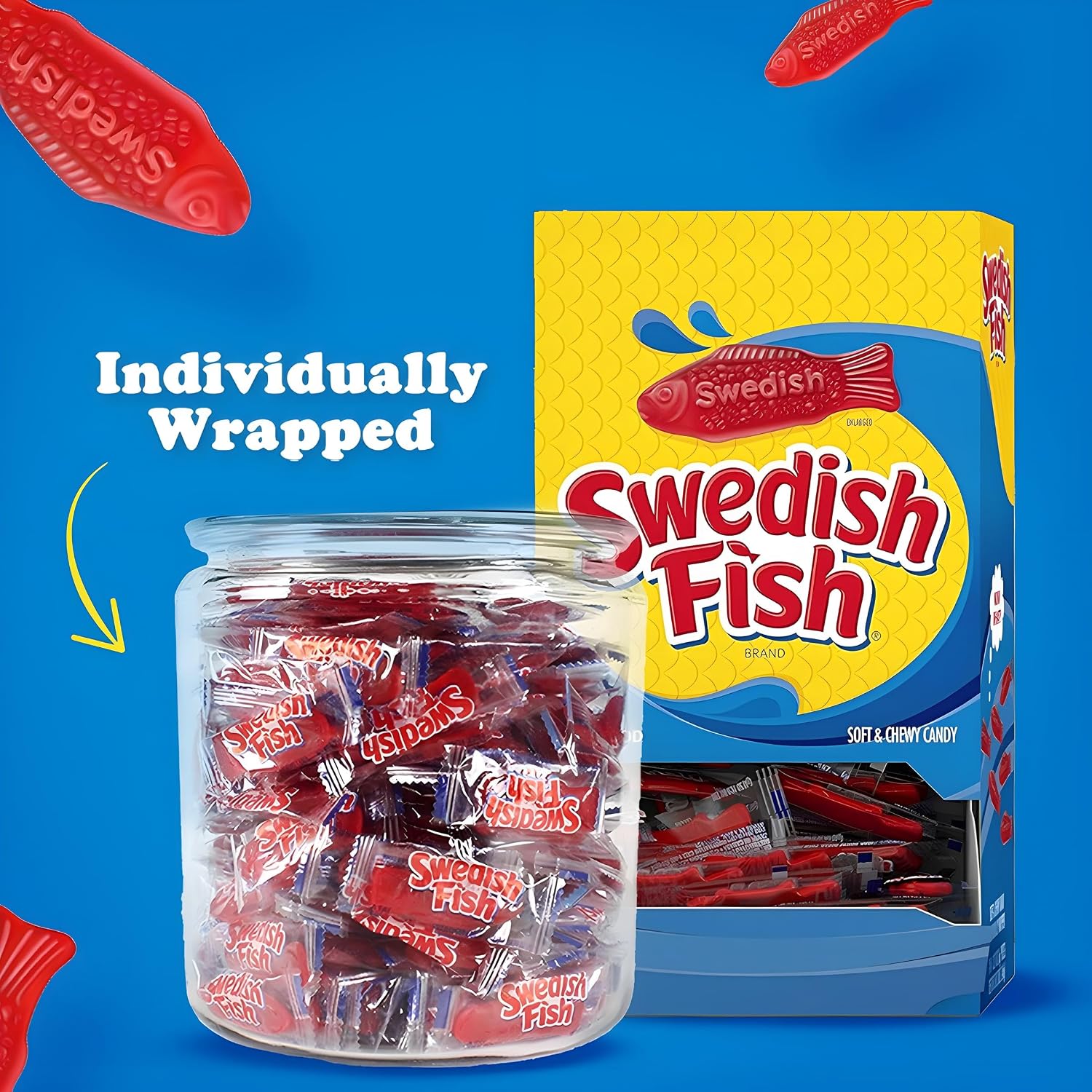 SWEDISH FISH Soft & Chewy Gummy Candy, Bulk Candy, 5 lb