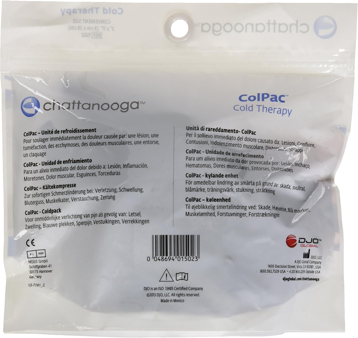 Chattanooga ColPac - Reusable Gel Ice Pack - Black Polyurethane - Standard - 10 in x 13.5 in - Cold Therapy - Knee, Arm, Elbow, Shoulder, Back - Aches, Swelling, Bruises, Sprains, Inflammation