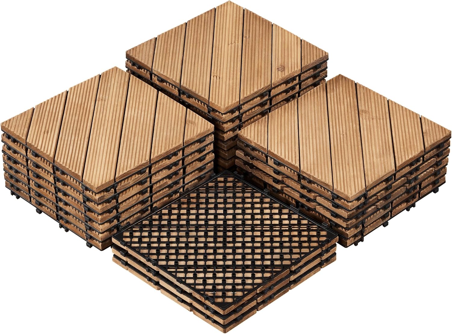 Topeakmart 27PCS Interlocking Deck Tiles 12x12 Patio Flooring, Brown