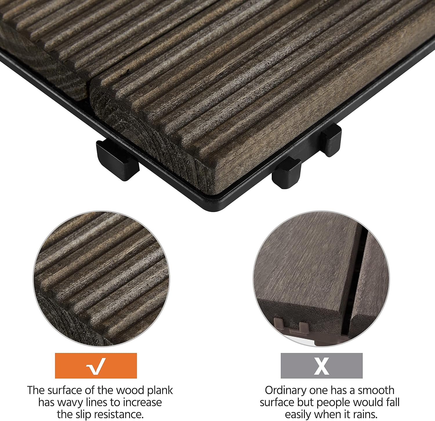 Topeakmart 27PCS Interlocking Deck Tiles 12x12 Patio Flooring, Brown