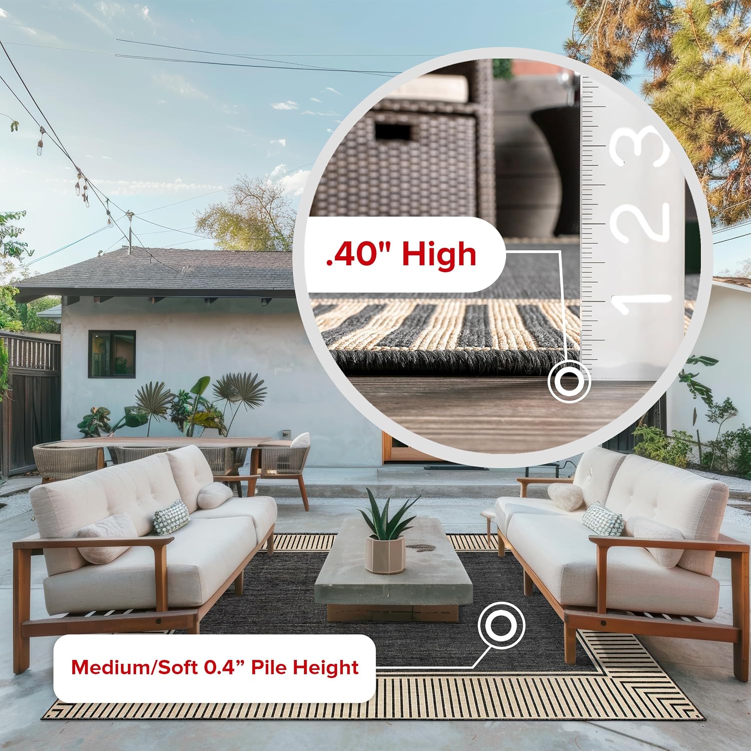 nuLOOM Asha Light Brown Bordered Indoor/Outdoor Area Rug, 4' x 5'