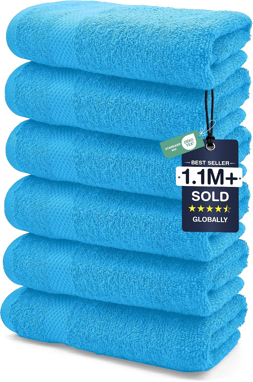 DAN RIVER 24 Pack Cotton Wash Cloths Set for Showering [12x12] White