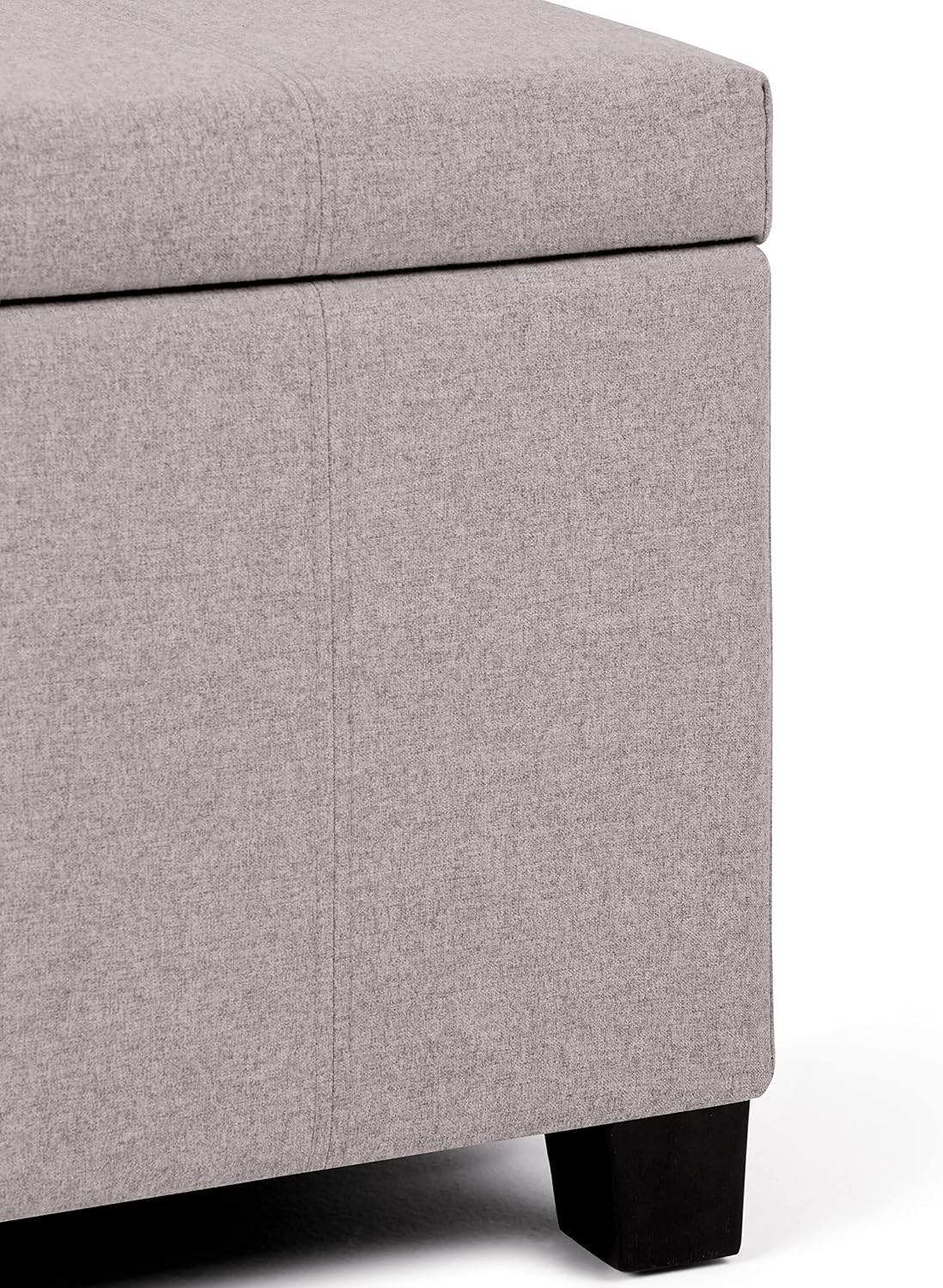 SIMPLIHOME Dover 36" Wide Vegan Leather Storage Ottoman in Midnight Black | Distressed umber brown, contemporary ottoman with lift-top and safety hinges; rectangle storage bench for living room.