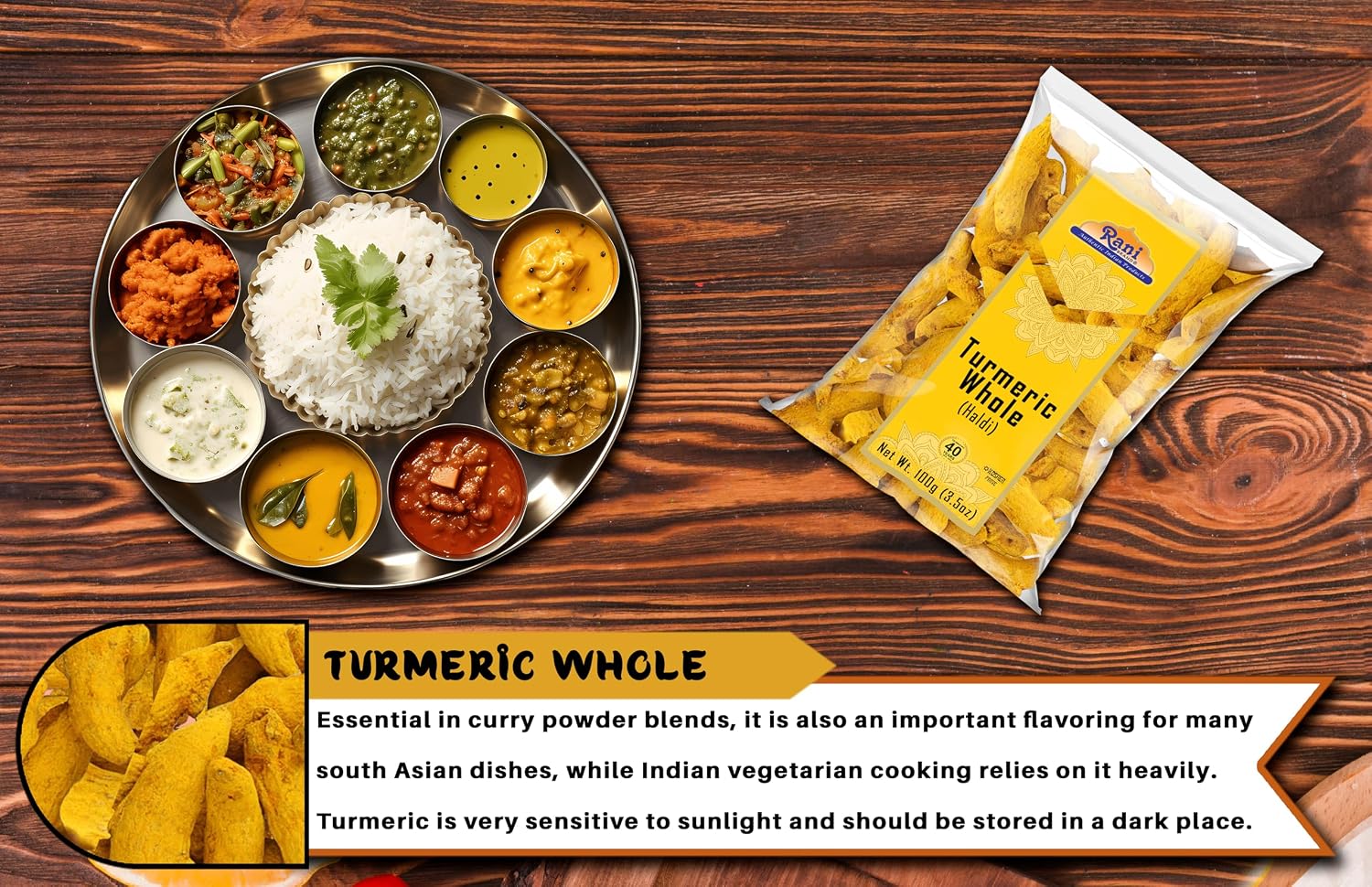 Rani Turmeric (Haldi) Root Whole Spice, Dried 7oz (200g) ~ All Natural | 100% Pure | Vegan | Gluten Friendly | NON-GMO | Kosher | Indian Origin