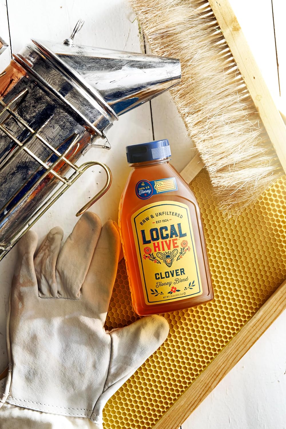 Local Hive Clover Raw & Unfiltered Honey, 100% US Honey, 16 oz | 100% pure, raw honey from US beekeepers | local floral notes | sweeten tea, coffee, baking, yogurt & breakfast
