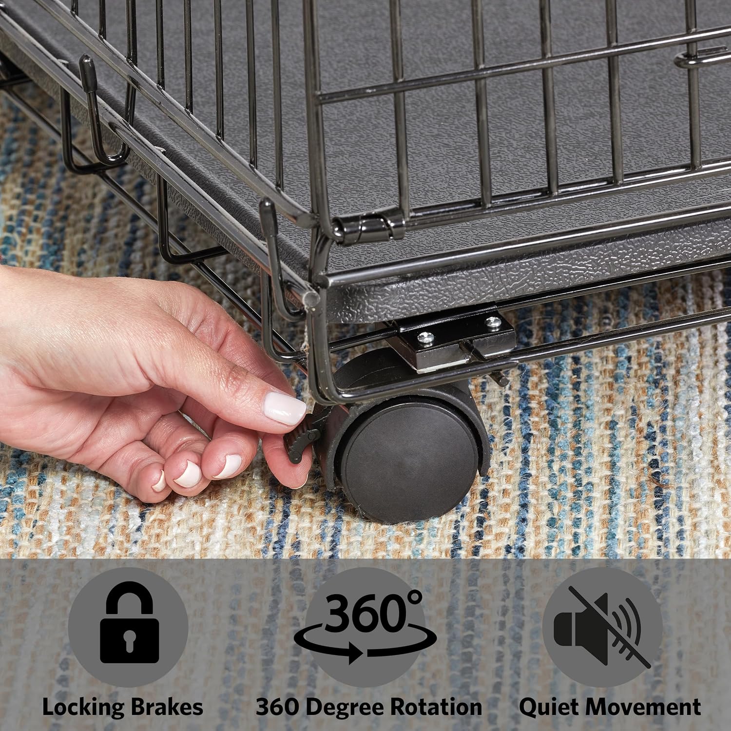 MidWest Homes for Pets Universal Dog Crate Casters, Easy Roll, Safety Locks, Pack of 2 Wheels