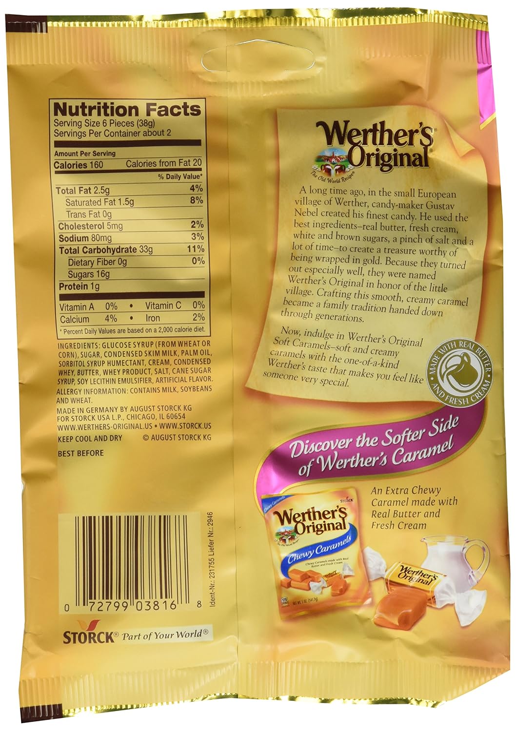 Werther's Original Caramel Coffee Hard Candy - Individually Wrapped Hard Candies for Halloween, Parties, or Snacks - 2.65 oz Bags (Pack of 3)