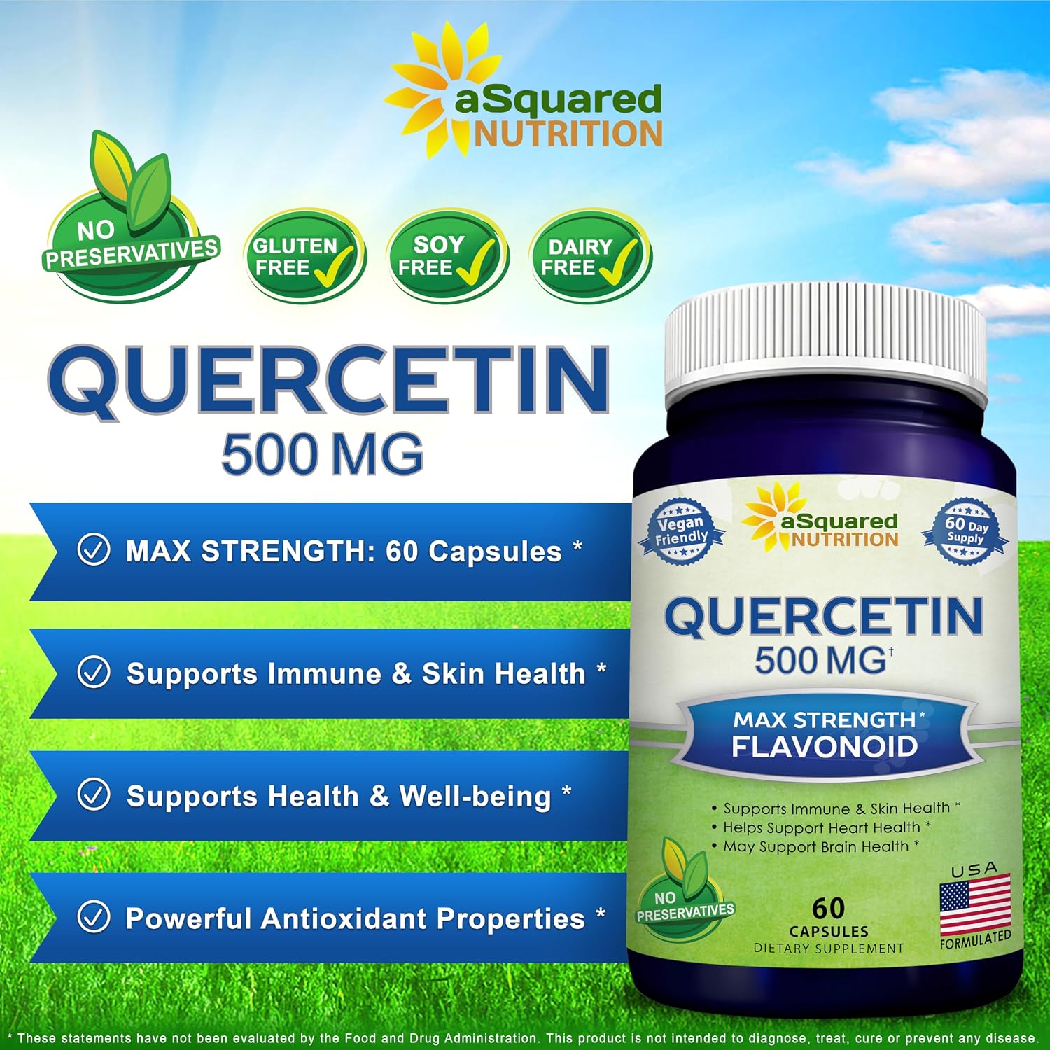 Quercetin 500mg Supplement - 200 Capsules - Dihydrate Powder Complex Pills | Max Strength Quercetin Dihydrate Supplements to Support Cardiovascular Health & Help Improve Immune Response