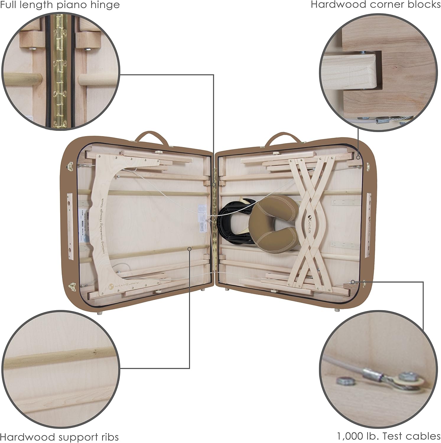 EARTHLITE Premium Portable Massage Table Package SPIRIT - Spa-Level Comfort, Deluxe Cushioning incl. Flex-Rest Face Cradle & Strata Face Pillow, Carry Case (30/32” x 73”) - Made in USA