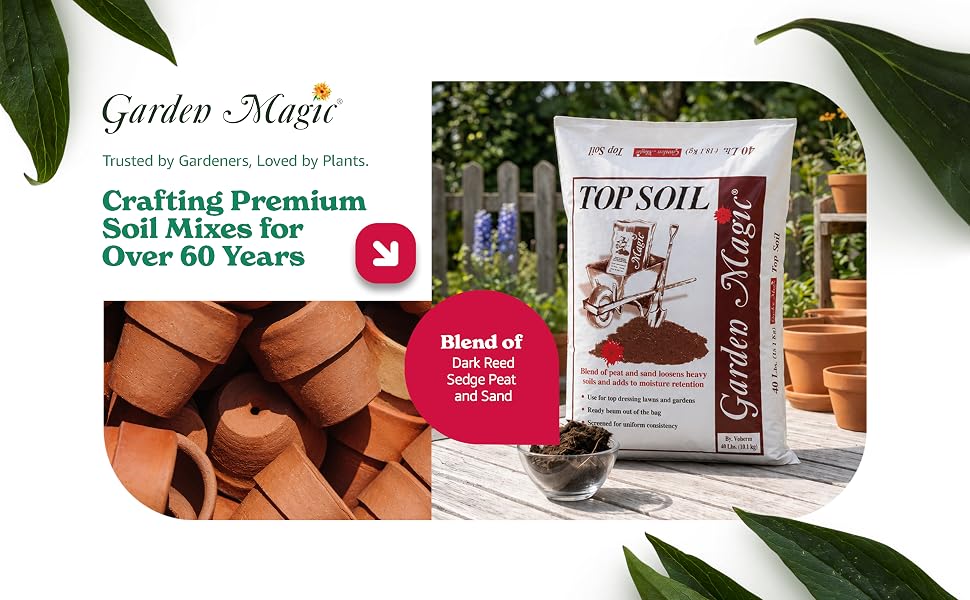 Michigan Peat Garden Magic Organic Planting Potting Top Soil Blend, 40 Pound Bag