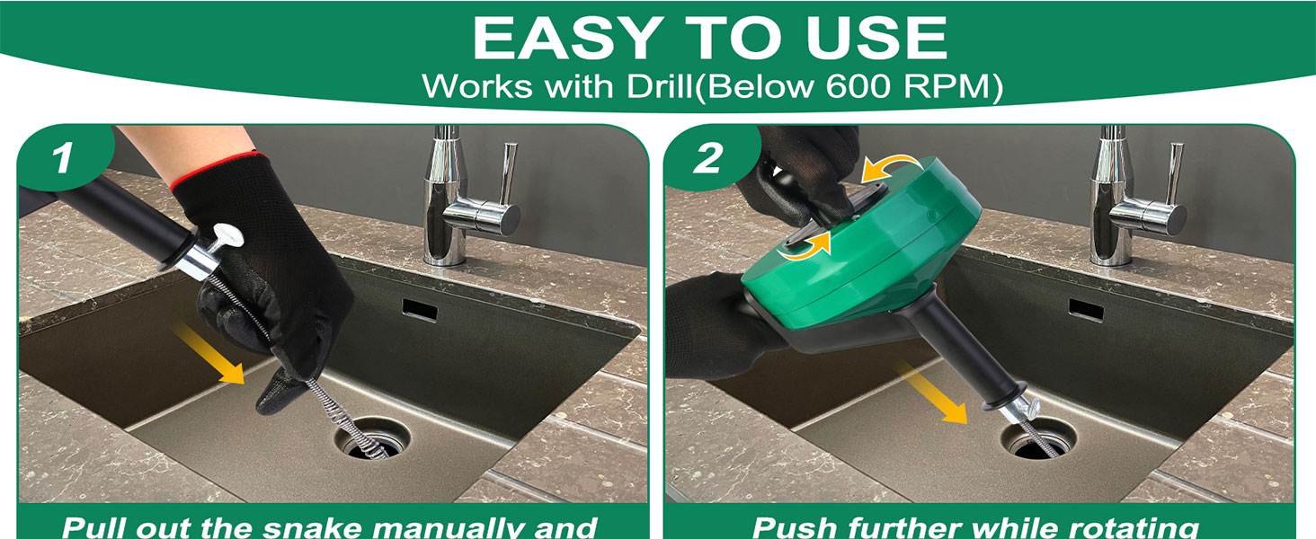 drain snake 50ft plumbing snake for sink drain auger snake drain hair removal tool snake drain