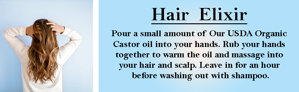Hair Elixir USDA Organic Castor Oil Massage Scalp Wash out Mary Tylor Naturals