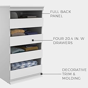 Modular Closet ClosetMaid Drawer Unit with Full Back Panel, Two Adjustable Shelves, Decorative Trim