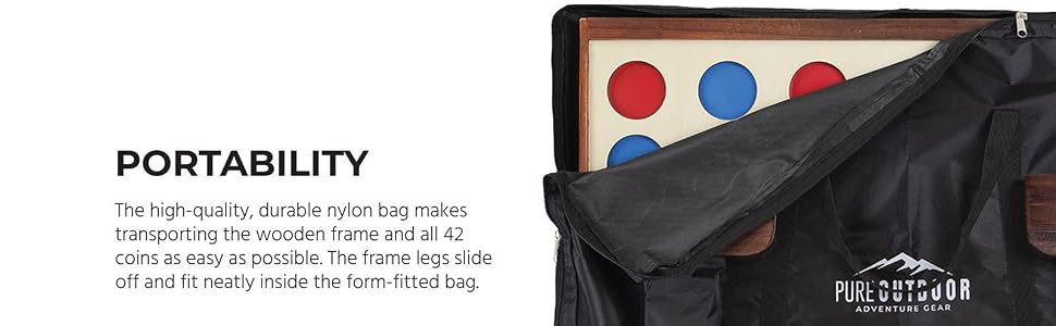 high quality durable nylon bag makes transporting the wooden frame and all 42 coins as easy as possi
