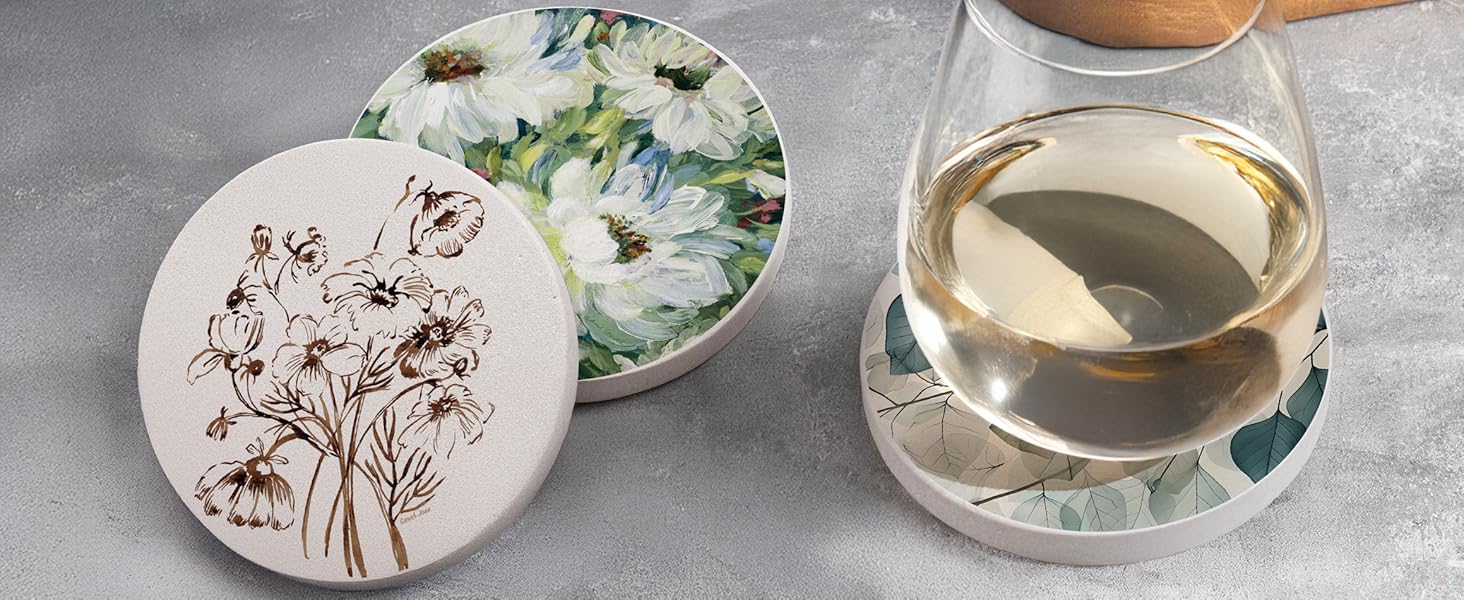 Thirstystone coasters natural absorbent stylish trendy beautiful raw material sandstone