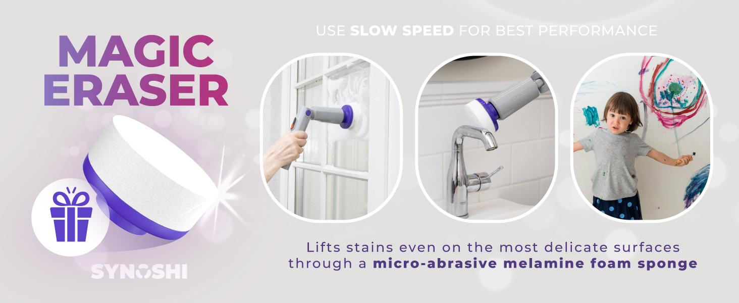 Synoshi PRO Spin Scrubber Shower Scrubber Bathroom Scrubber Electric Spin Scrubber