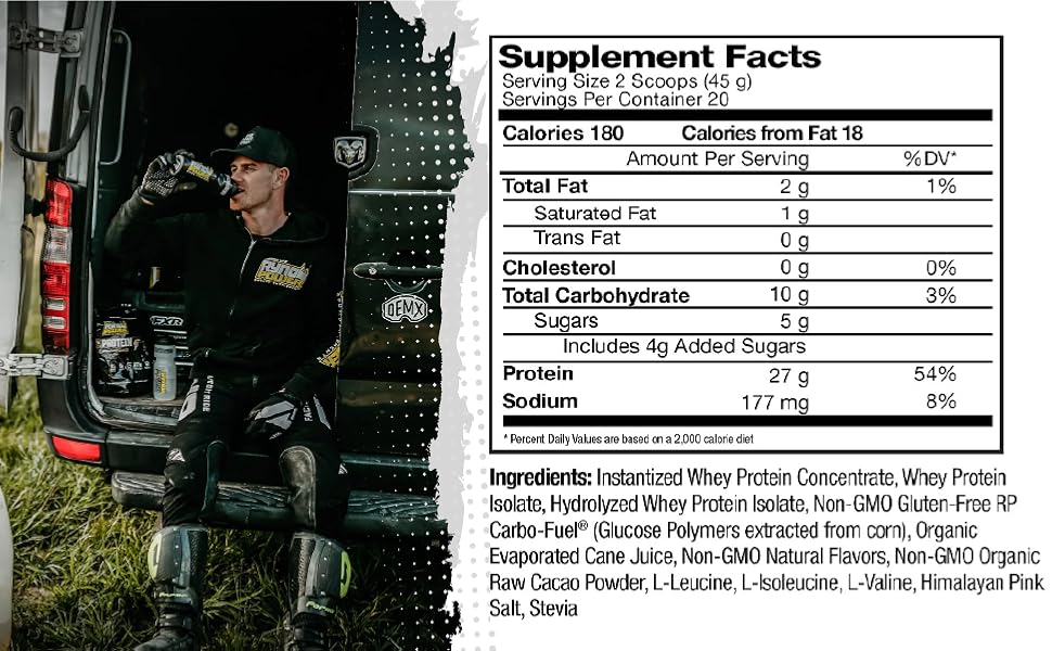 Supplement facts protein premium whey powder chocolate