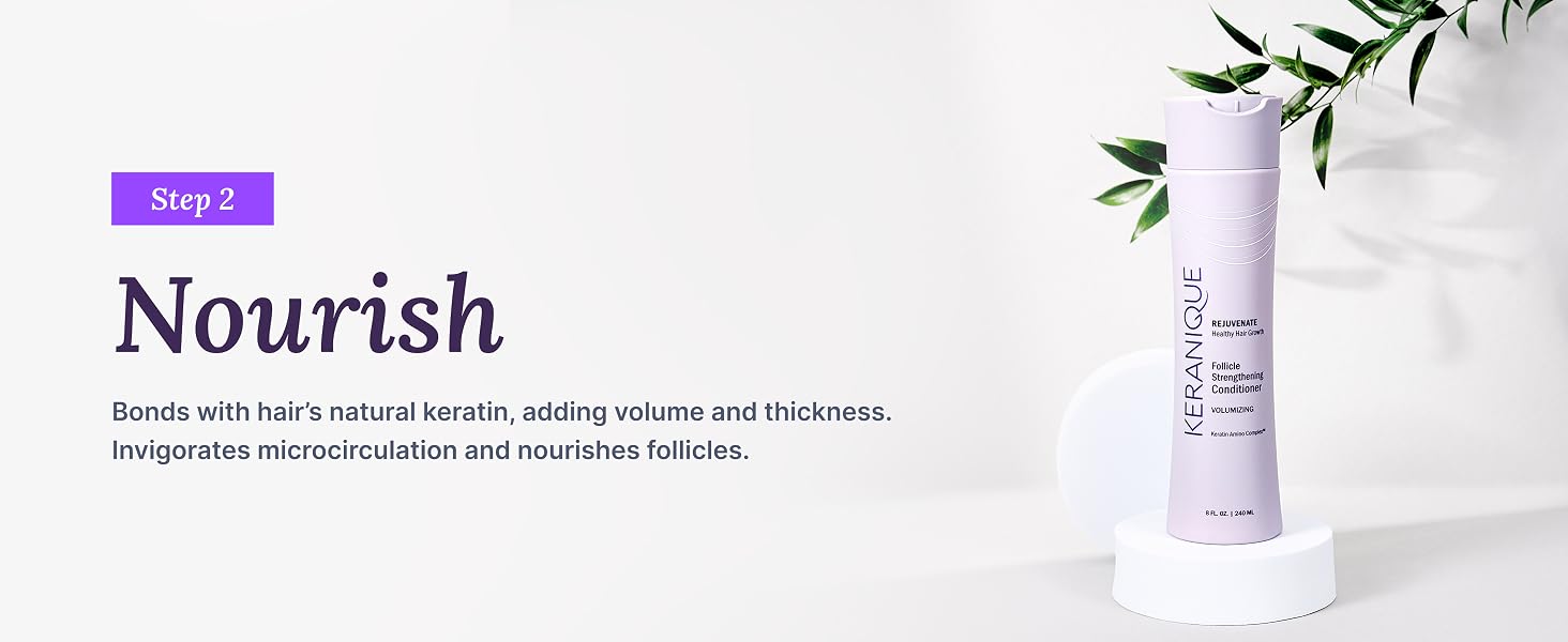 Volumizing conditioner that adds thickness to hair and bonds with hair’s keratin.