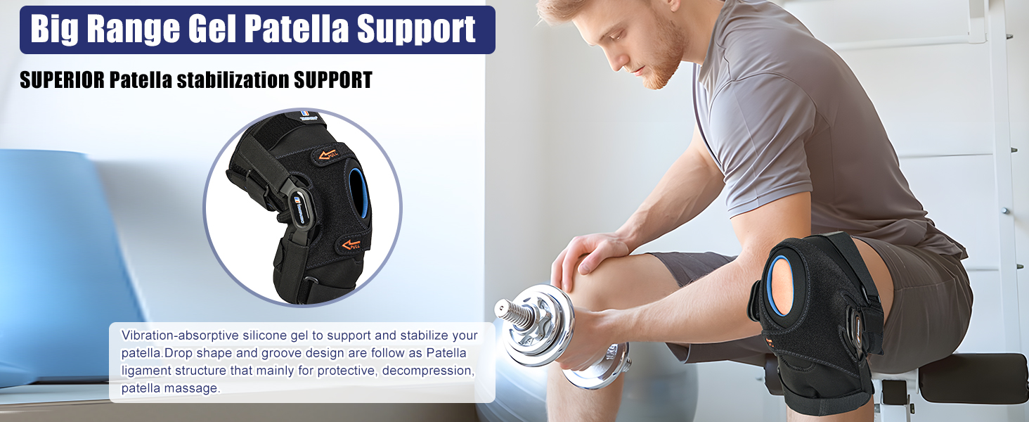 hinged knee brace with gel patella support