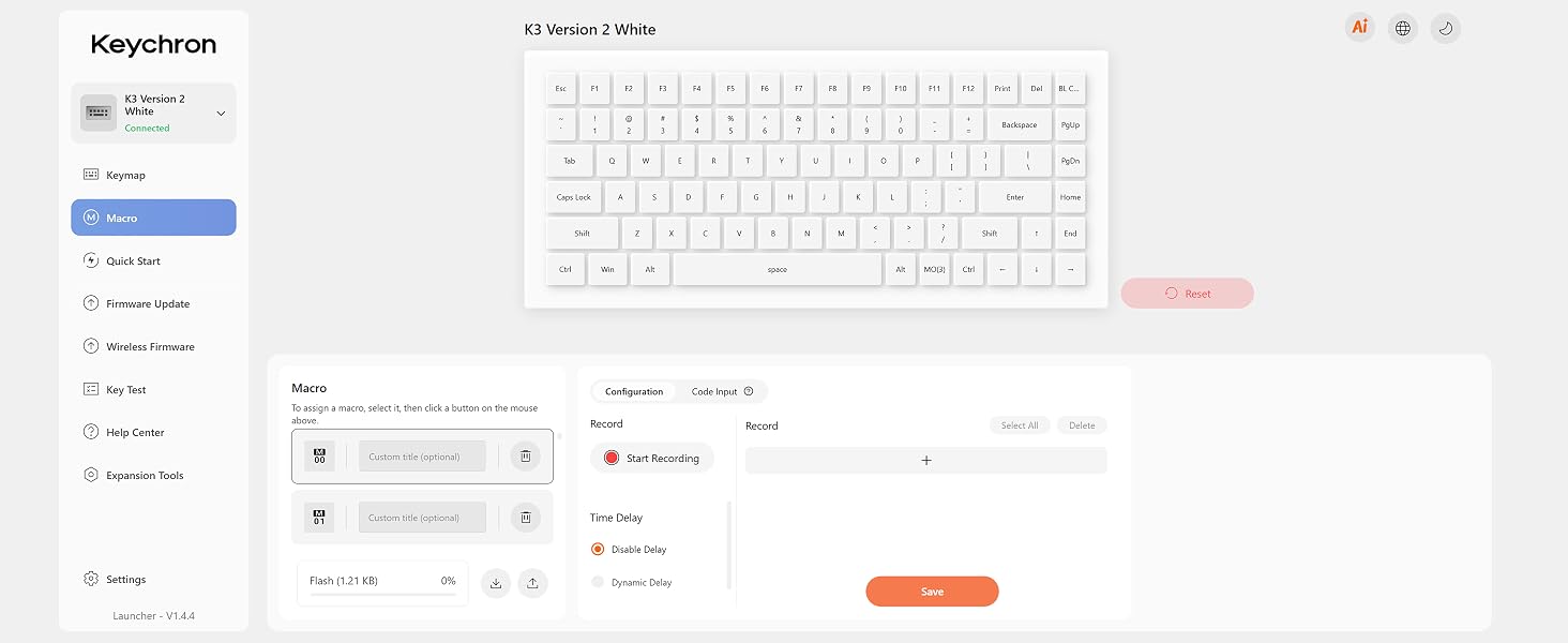 Keychron K3 Version 2 QMK 75% Wireless Low-Profile Mechanical Keyboard