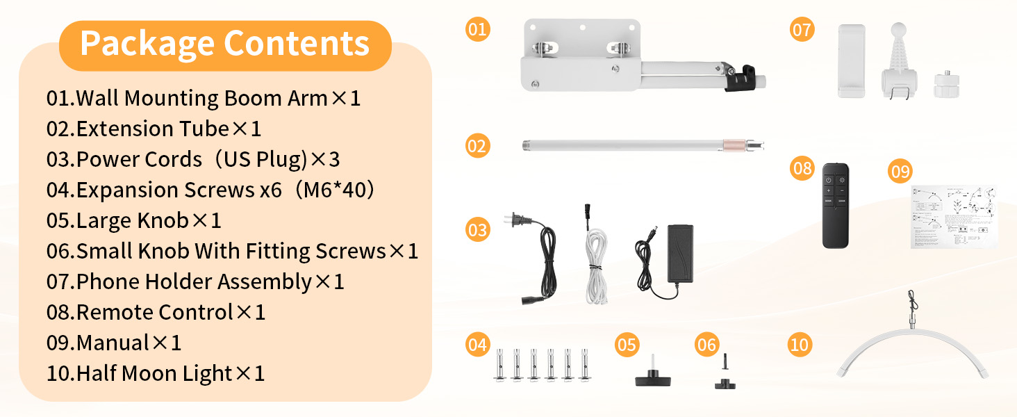 Meking Wall Mounted Half Moon Beauty Light, LED Hanging Lash Lamp,