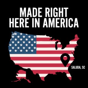 made in america, map and flag of USA with pin on Saluda, South Carolina