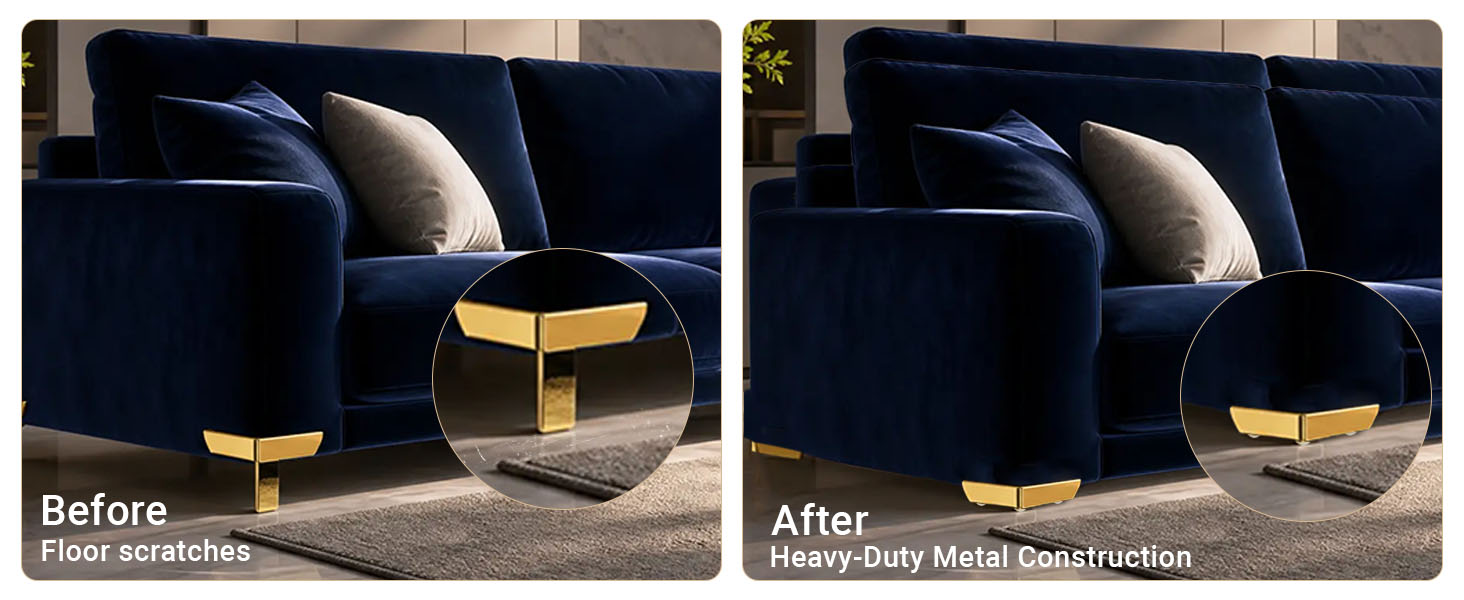 sofa feet with silicone anti-scratch pads protect wooden hard floors from abrasion
