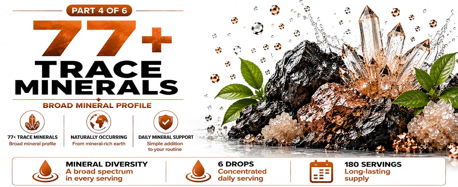 77+ trace mineral drops with fulvic acid and humic acid for broad daily mineral support