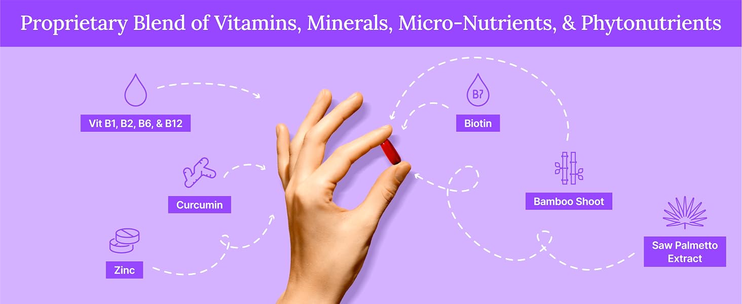 Hand holding soft gel capsule hair supplements for hair growth, with biotin and zinc