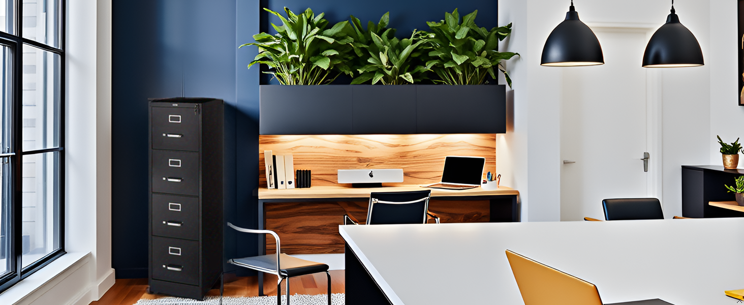 A modern office space with the product prominently displayed on a sleek wooden desk.