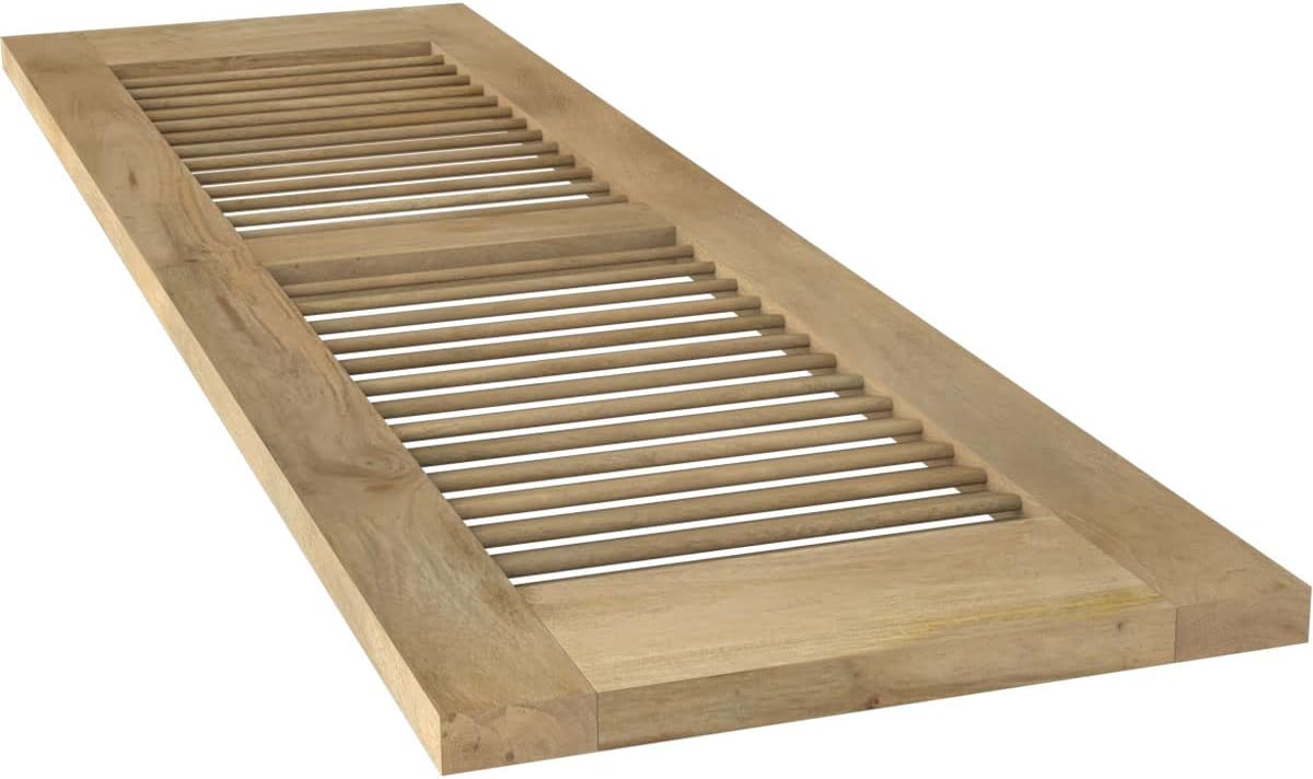 12"W x 72"H Americraft Two Equal Louver Exterior Real Wood Shutters (Per Pair), Unfinished