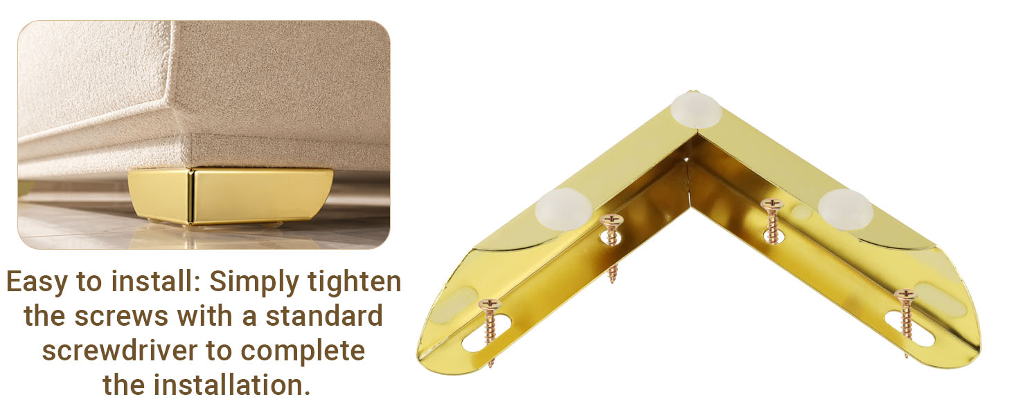 L metal sofa legs with complete mounting screws easy DIY installation guide for cabinet sofa