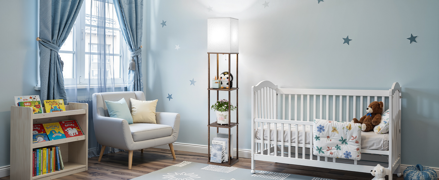 floor lamp with shelves