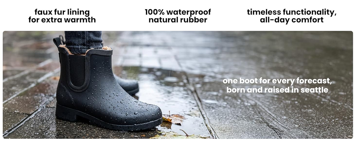 delridge chelsea rain boot showing faux fur lining