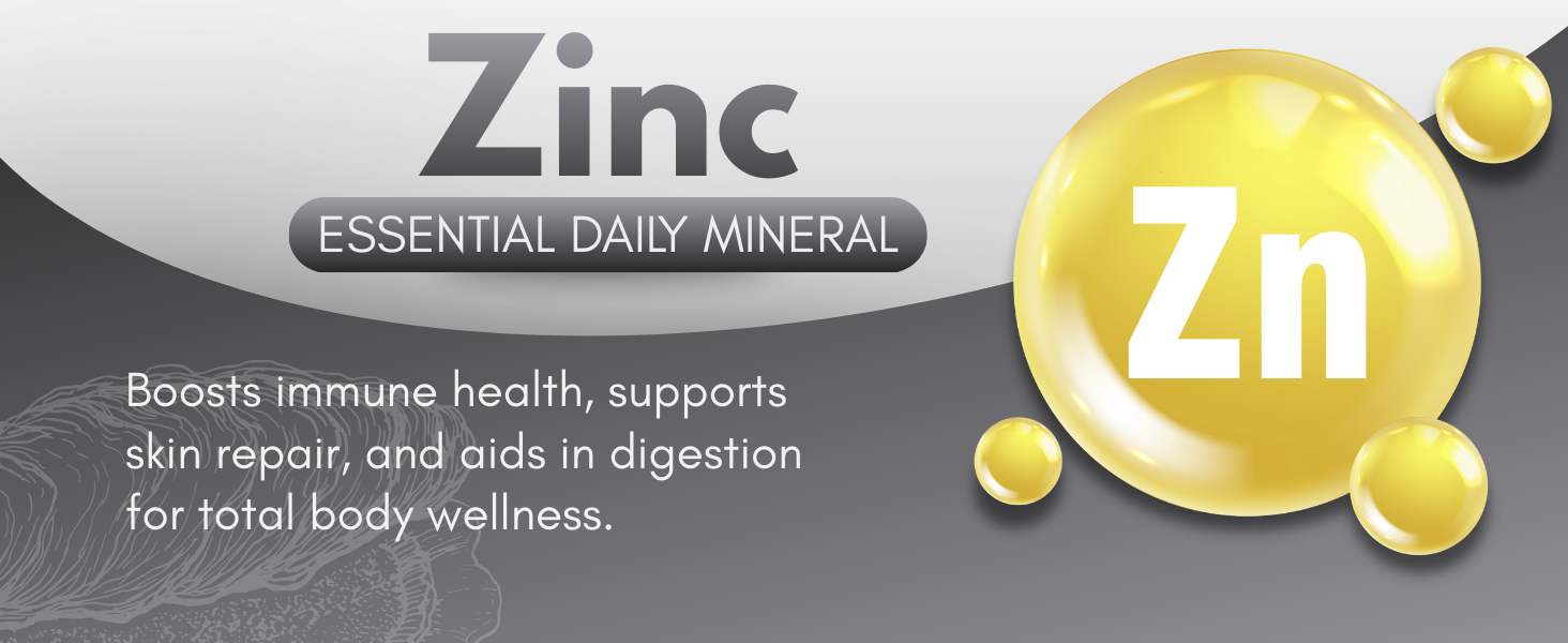 High Potency Zinc Supplement for Immune System Support, Healthy Skin, and Digestive Wellness.