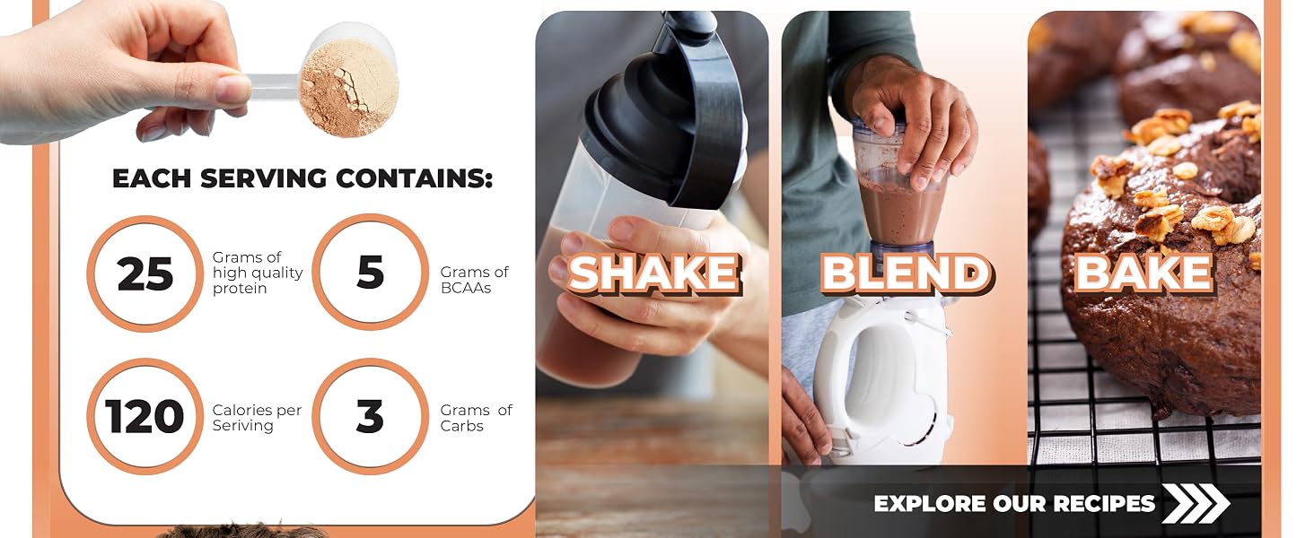 Make high protein snacks and high protein shakes with chocolate protein powder grass fed