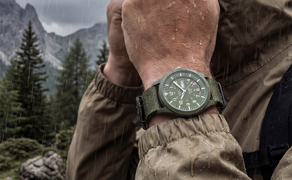 Military Watches for Men Analog Wrist Watch Tactical Waterproof Outdoor Work Date Day Army Green