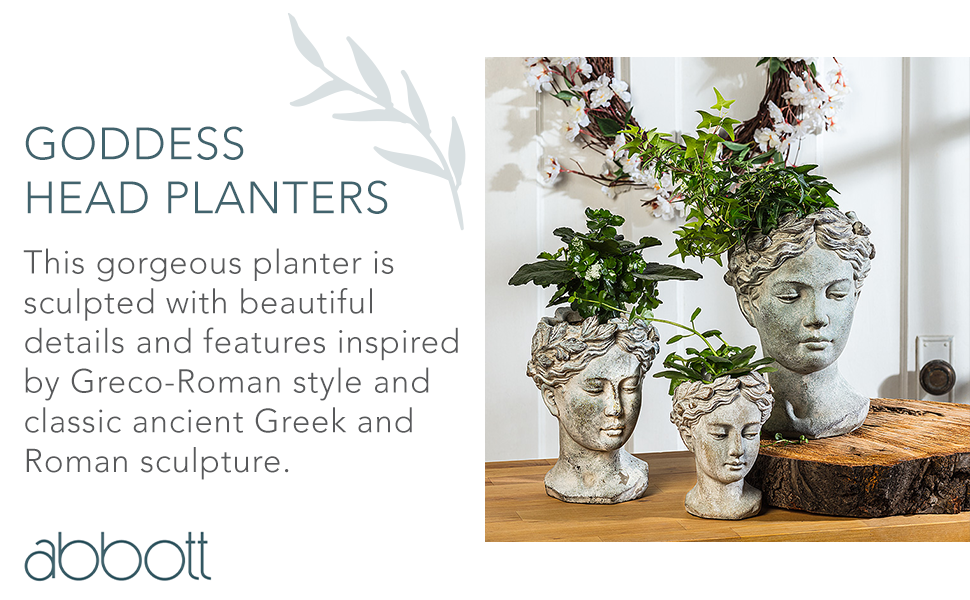 This gorgeous planter is sculpted with beautiful details and features inspired by Greco-Roman style