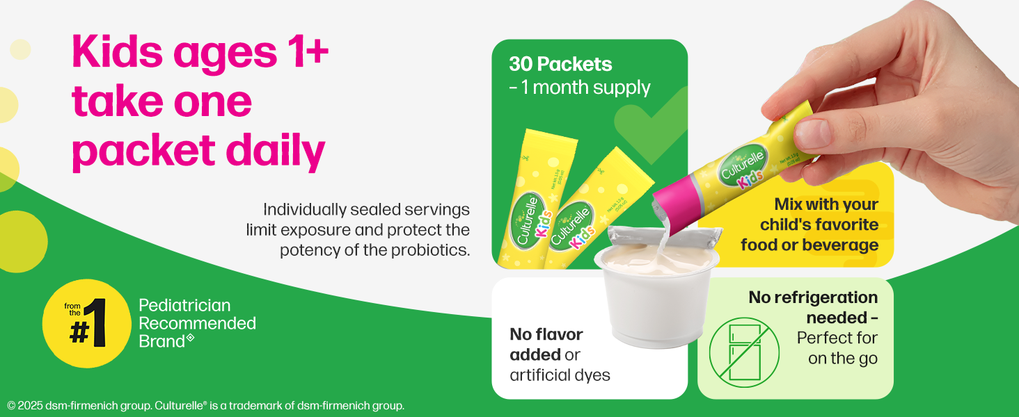 Culturelle Kids Probiotic Packets Pediatrician Recommended Brand Digestive &amp; Immune Support