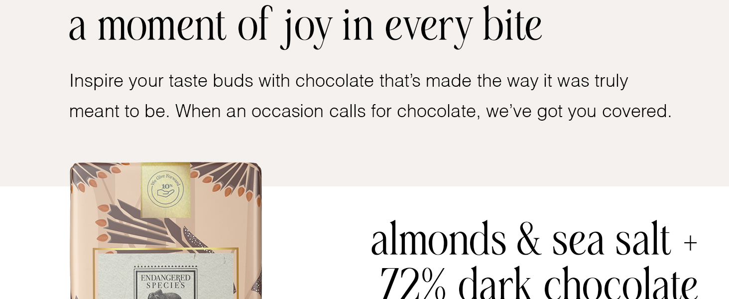Endangered Species Dark Chocolate Candy Bars Espresso Beans 72% cocoa