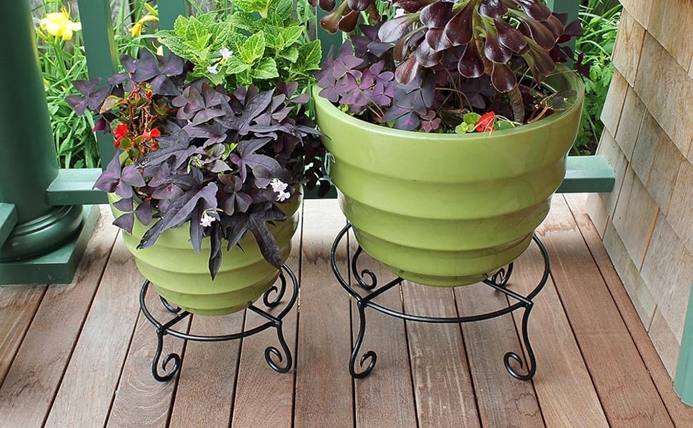 Short Plant stand wrought iron porch patio indoor outdoor planter flower pot
