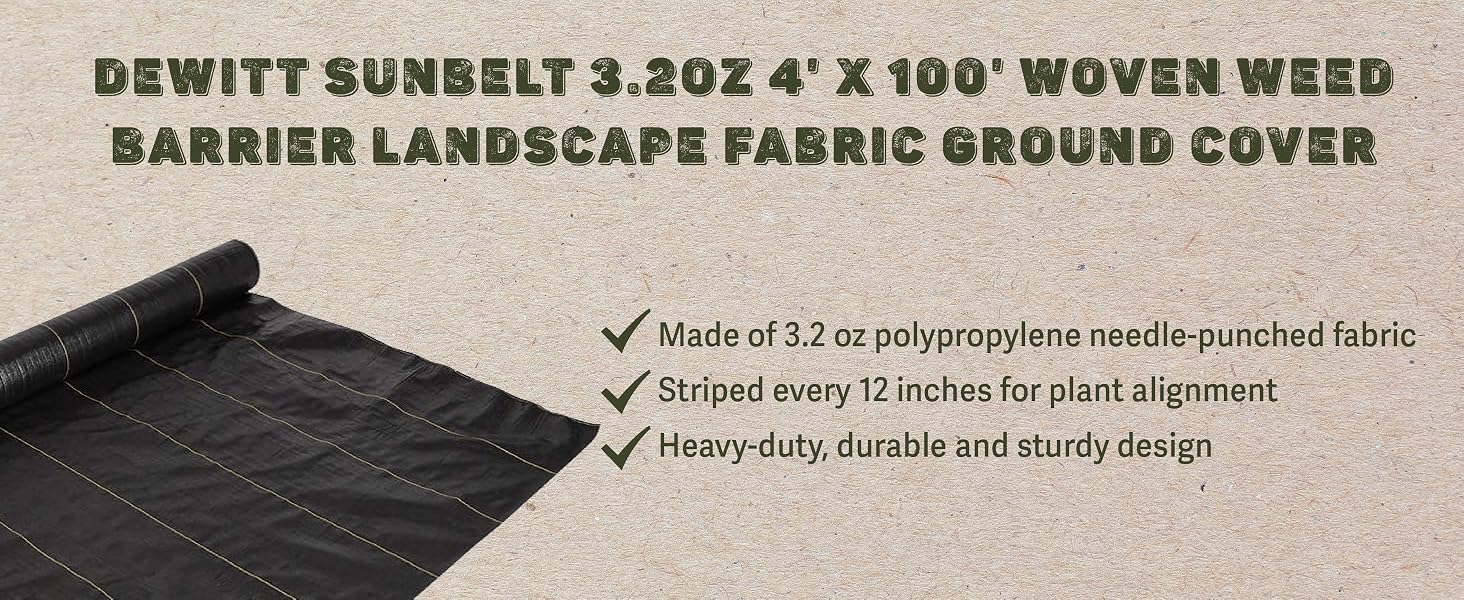 DeWitt Sunbelt 3.2oz 4' x 100' Woven Weed Barrier Landscape Fabric Ground Cover