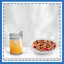 cup and plate with food