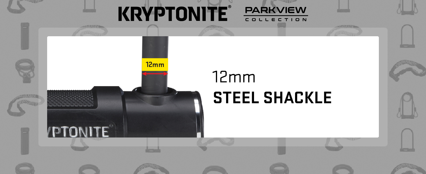 Kryptonite Parkview Mini U-Lock w/ Cable has a 12mm Steel Shackle