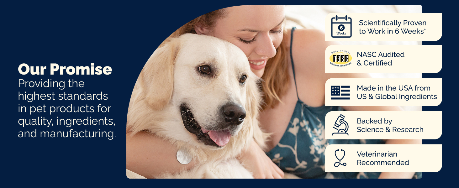 YuMOVE is NASC certified, vet recommended, made in USA, and proven to work in 6 weeks