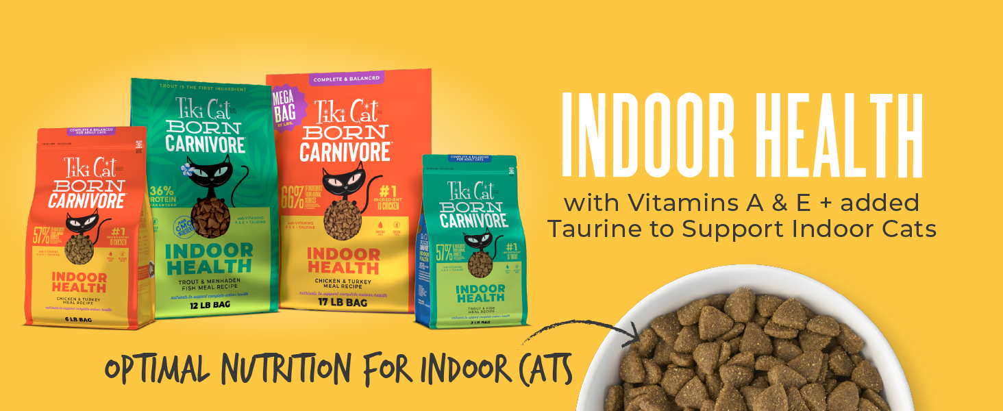 Indoor Health with Vitamin A &amp;amp; E + added Taurine to support indoor cats.