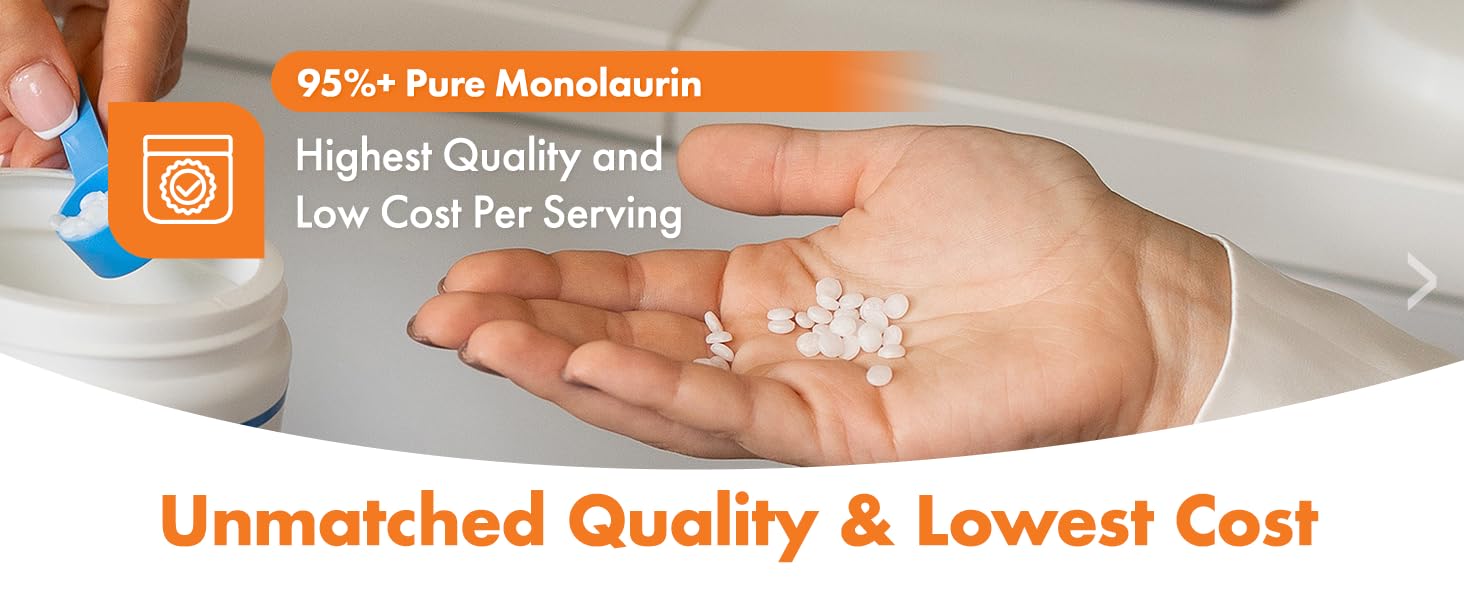 Highest quality monolaurin pellets offering 3000mg per serving and easy to take for all ages