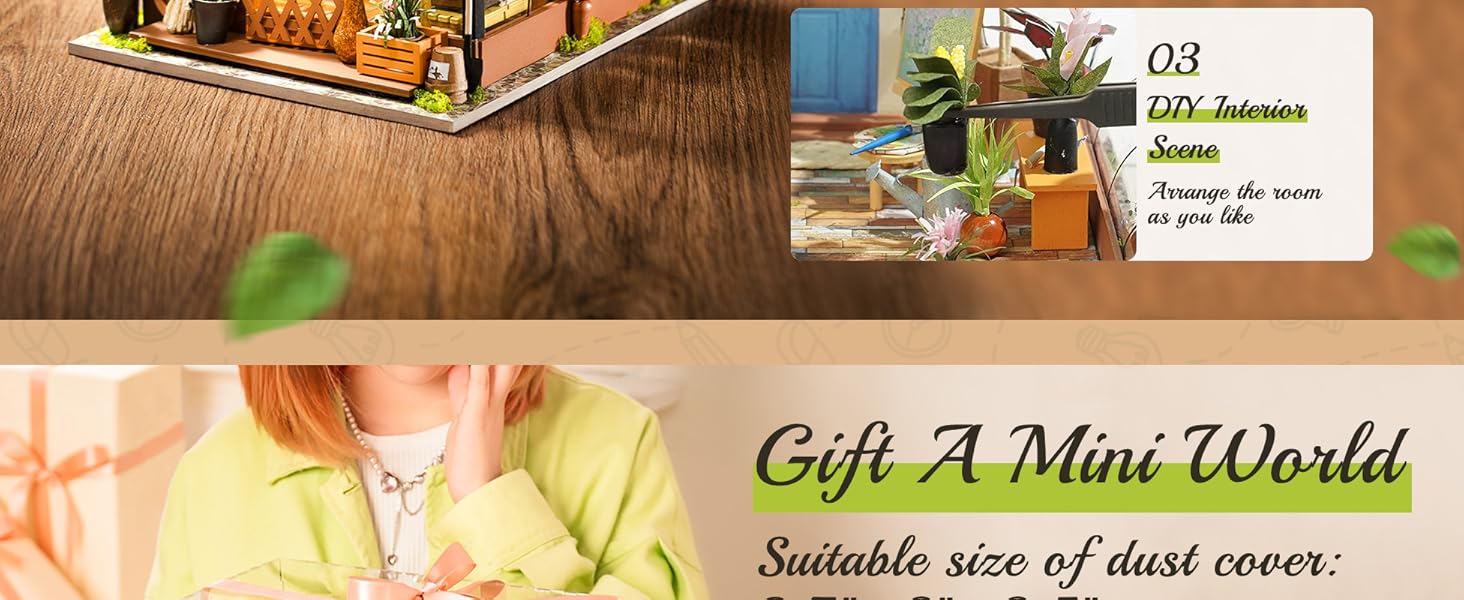 Rolife DIY Miniatures Dollhouse Kit, Miniature Greenhouse tiny miniature house kit